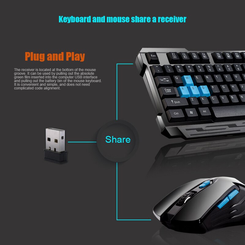 Keyboard Mouse Combos Waterproof Multimedia 2.4GHz Wireless Gaming Keyboard USB Cordless Mous DJA99
