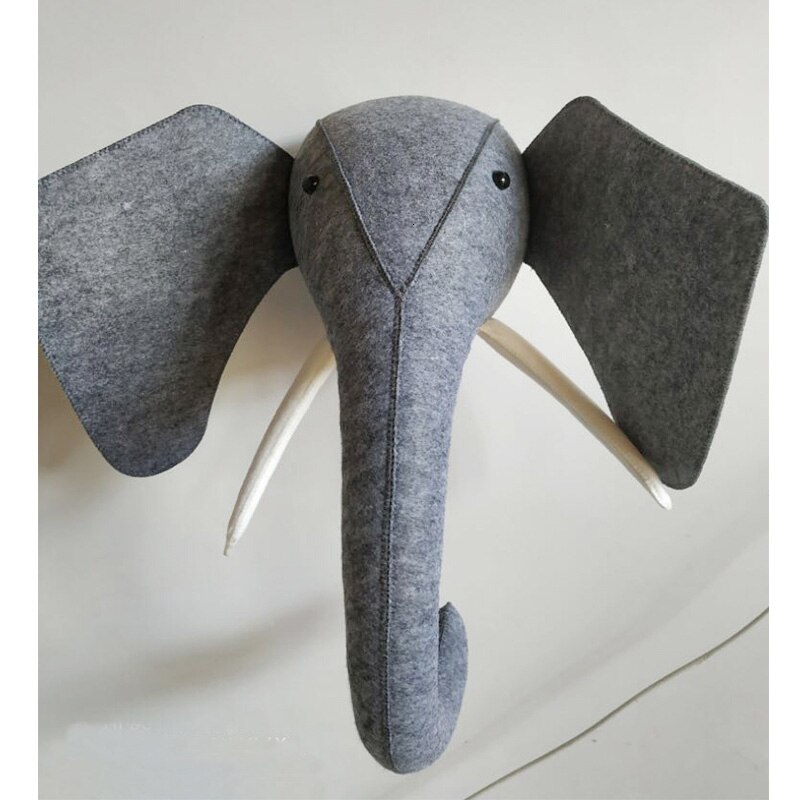 Kids Room Decor Felt Zebra Handmade Felt Animal Heads Elephant Fox Lion Head Wall Hanging Decor For Kids Room Nursery Room Decor: Elephant A Felt