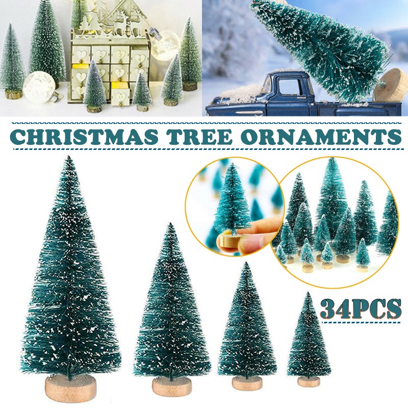 Mini sapin de noël 34 pièces, petit sapin de pin, ornements de fête, maison, bricolage, artisanat, décoration de noël, nouvel an, pour enfants
