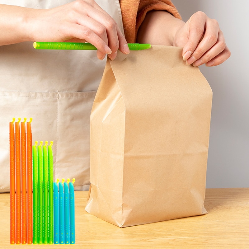 Bolsa de plástico para sellar barras para sellar comida, bolsas de almacenamiento de alimentos frescos, Clip de sellado, palo de bloqueo fresco, herramientas de almacenamiento de cocina para el hogar, 12 Uds.