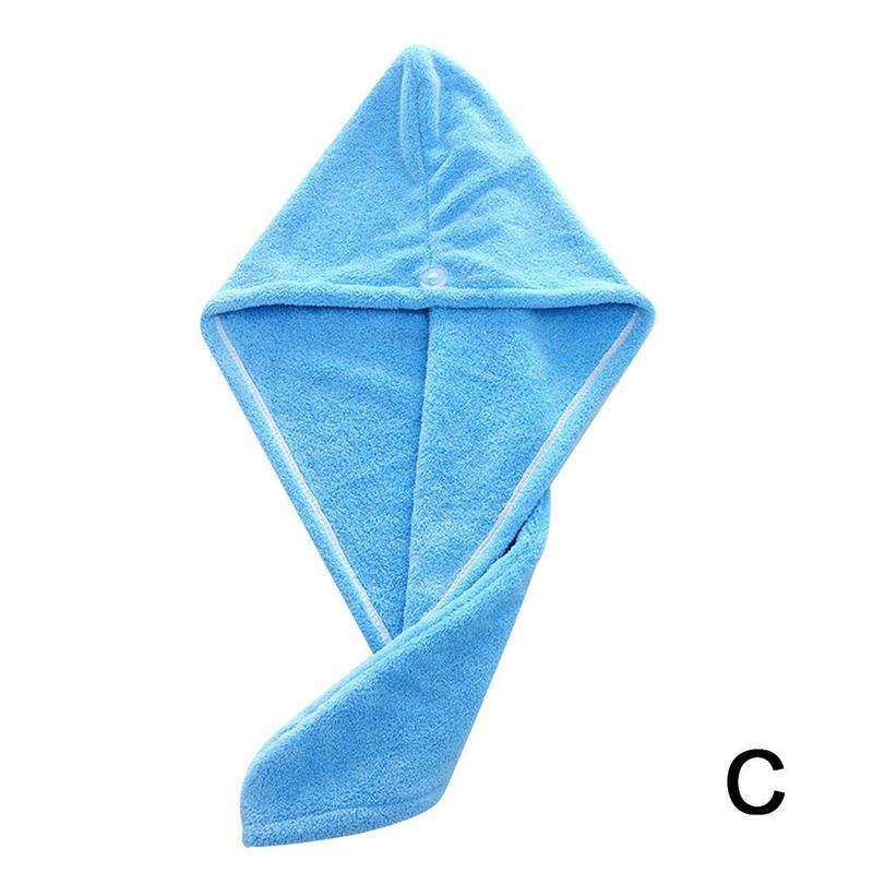 Quick-drying Cap Coral Fleece Microfiber Dry Hair Towel Absorbent Shower Cap Bathroom Special: One-size-blue
