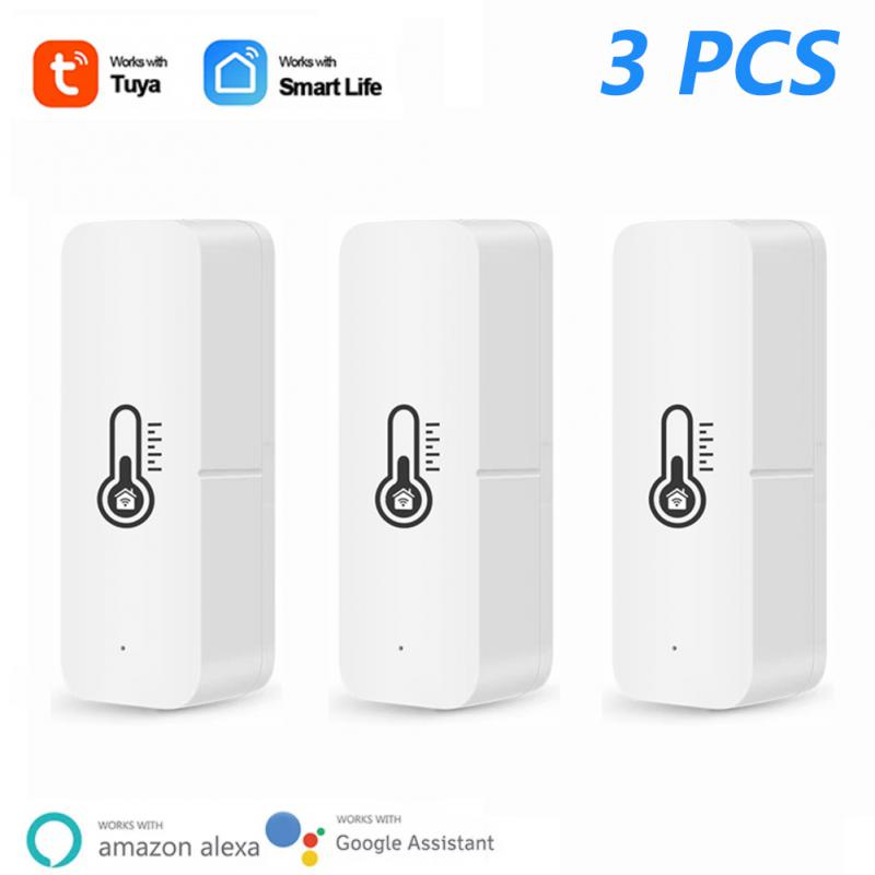 Tuya WiFi Thermometer Hygrometer Indoor Smart Temperature Humidity Sensor Weather Station For Home Alexa Google APP Monitoring: 3 PCS