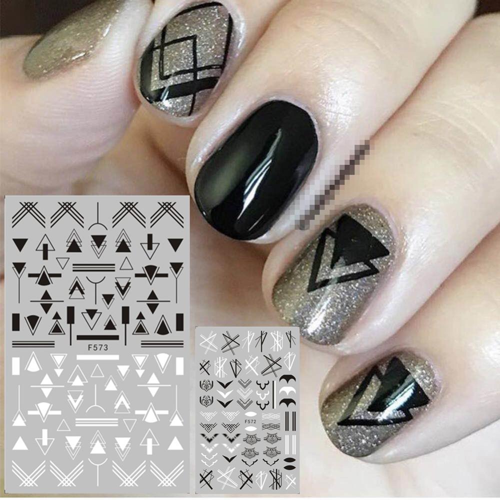 F serie F-635 geometría rusa pegatinas 3d para decoración de uñas Plantilla de calcomanía herramienta para uñas diy decoraciones