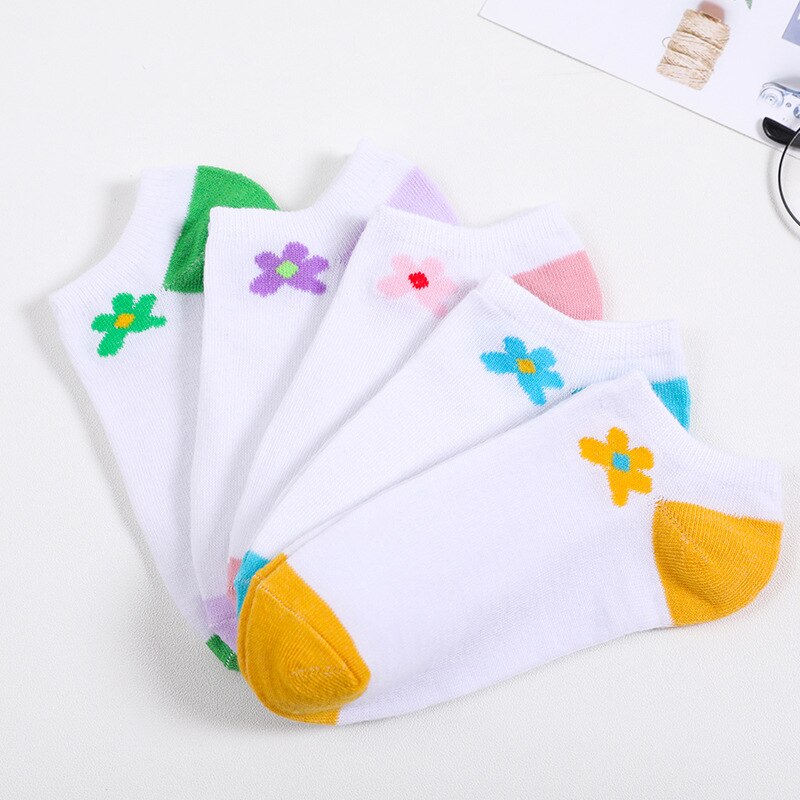 LJIQQ 5 pares kawayi bonito engraçado feliz menina socks primavera verão meias barco meias de alta qualidade