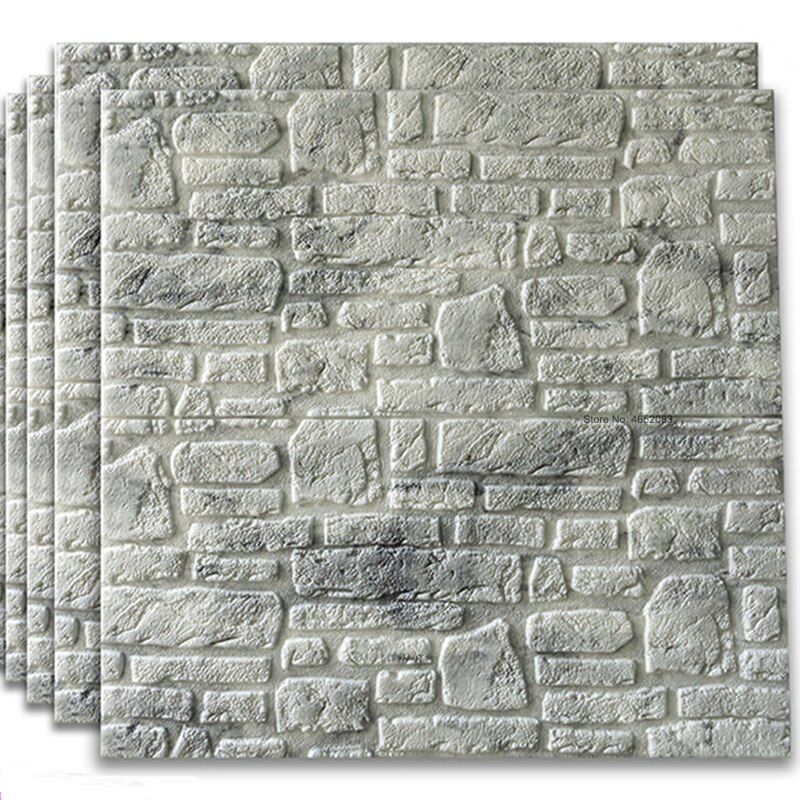 Zelfklevende 3D Behang Waterdichte Tv Achtergrond 3D Muurstickers Woonkamer Behang Slaapkamer Decoratie Baksteen Behang