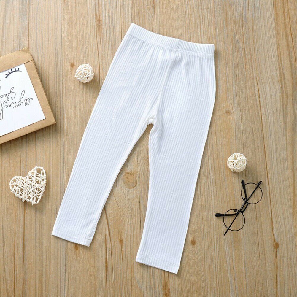 Babykleding dikke warme katoenen meisjes lange effen leggings basic effen kinderbroeken kinderen: Wit / 2t