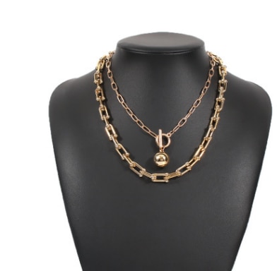 WG 17 Style Retro Multilayer Chain Element Clavicle Chain Choker Necklace Personality Thick Statement Necklace Pendnats: 8137