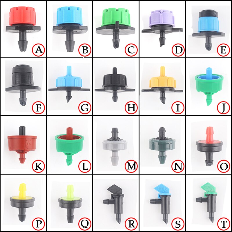 20Stck Viele Arten Garten Tropf Bewässerung Emitter Einstellbare Fluss Tropf Garten Gewächshaus Bewässerung Sprinkler PC Tropfen Emitter