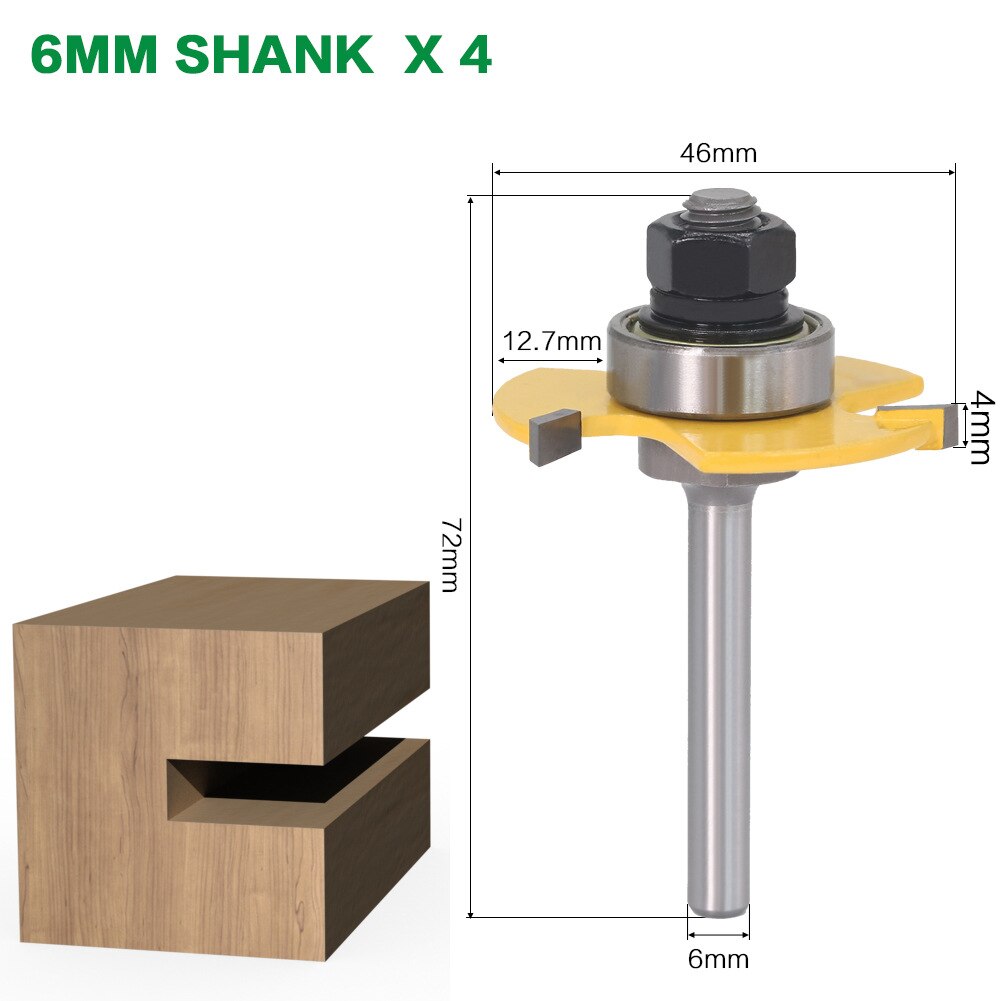 1pc 1/2 &quot; 1/4 &quot; 6mm 8mm 12mm skaft fræser træskærer rille samling samling fræser bit sæt træ fræser værktøjer til snedkerarbejde