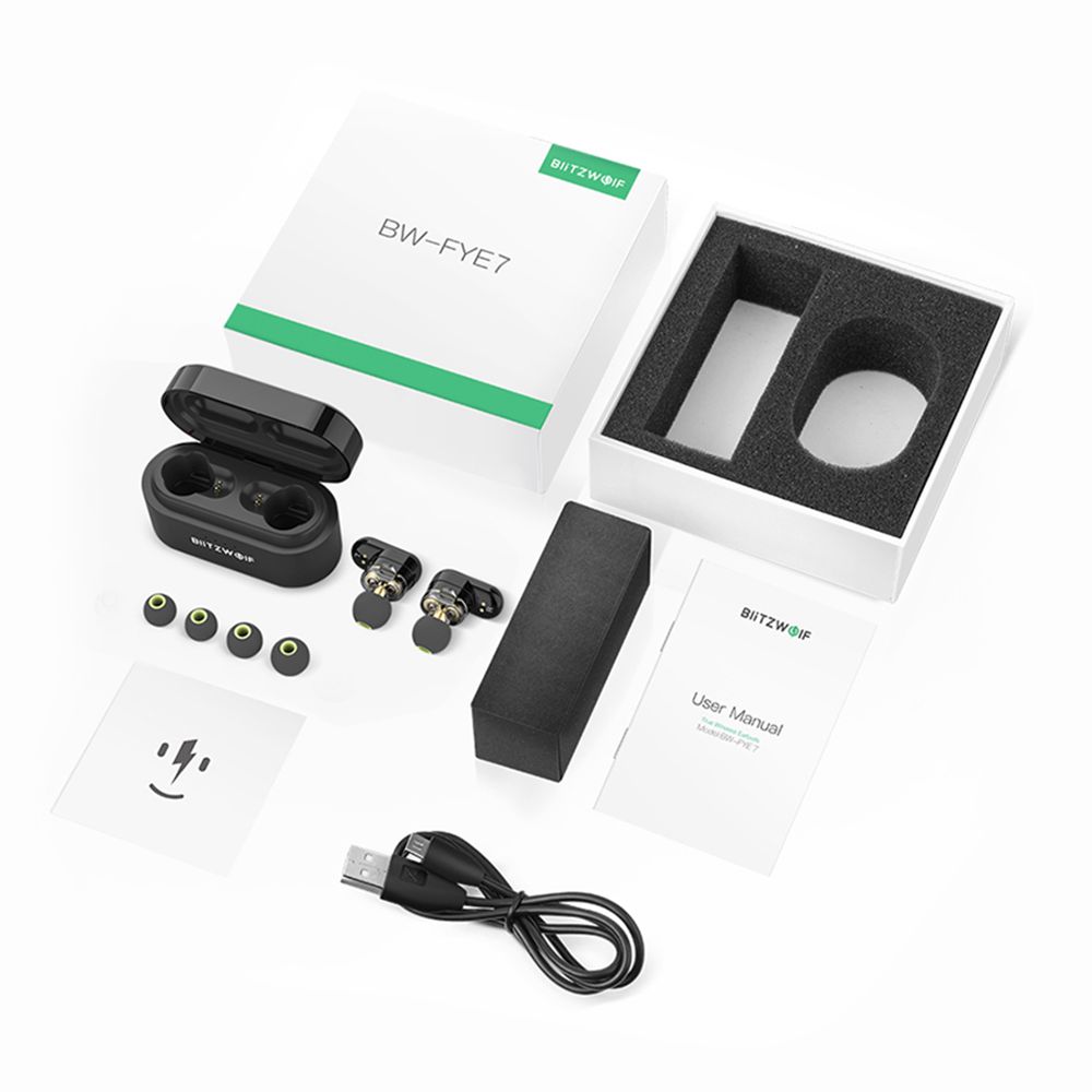 [Dual Dynamic Driver] Blitzwolf BW-FYE7 TWS bluetooth 5.0 Earphone Heavy Bass Stereo Bilateral Calls Earbuds with Charging Box