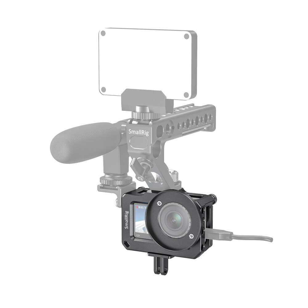 Smallrig form monteringsbur til dji osmo action 4k kamerabur med aftagelig 52mm adapter til filtre og vidvinkelobjektiv  - 2360