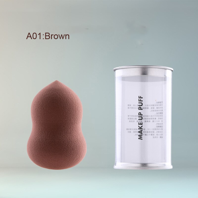 Puff con forma de calabaza, esponja de huevo en forma de gota, maquillaje, huevo, cojín, en caja: A01 BORWN