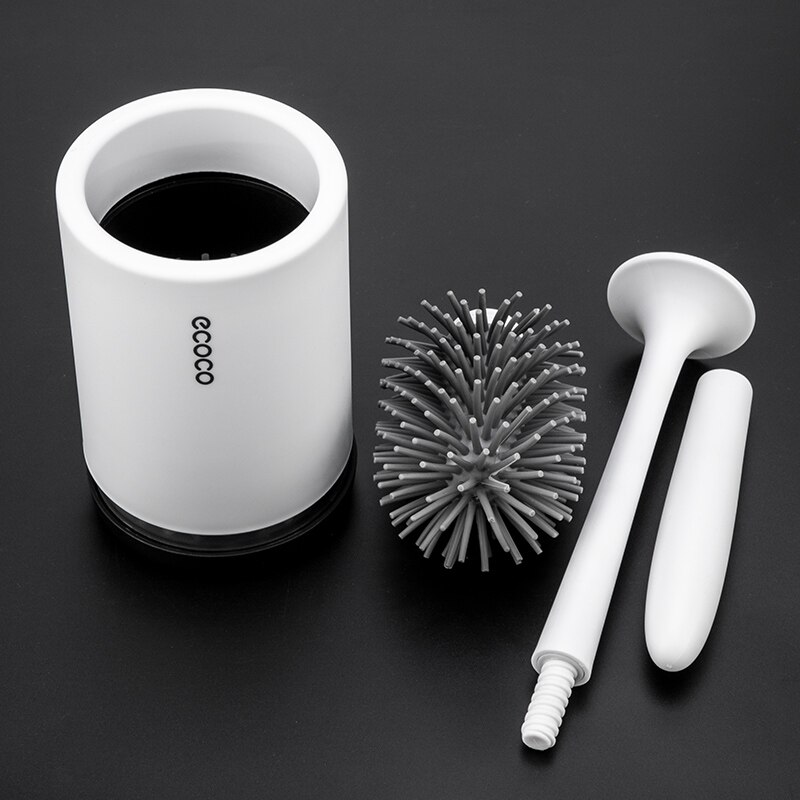 Juguetes de silicona cepillo de baño de desagüe rápido utensilios cepillo de limpieza baño soporte cepillo montado en la pared de baño gris negro