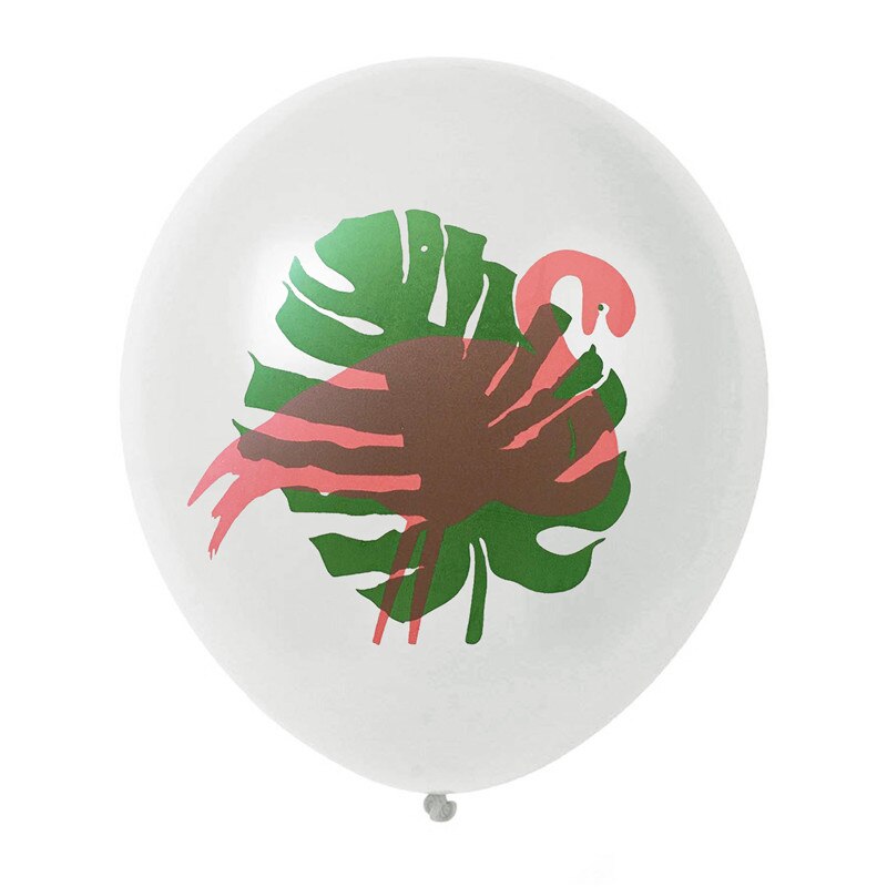 Ballons en Latex de feuilles de palmier 10 pièces | Décoration de Ballon flamant rose, ananas Tropical, Cactus, fête d'anniversaire, plage, été: White Flamingo
