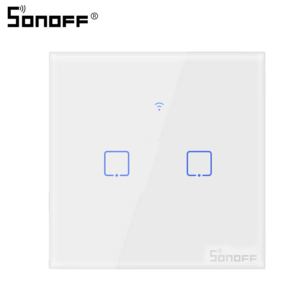 SONOFF T2 UE/Reino Unido 1/2/3/banda Wifi Panel de pared luz enchufe interruptor RF de 433mhz /Touch/eWelink Control remoto inalámbrico Google Alexa: T2 UK 2C