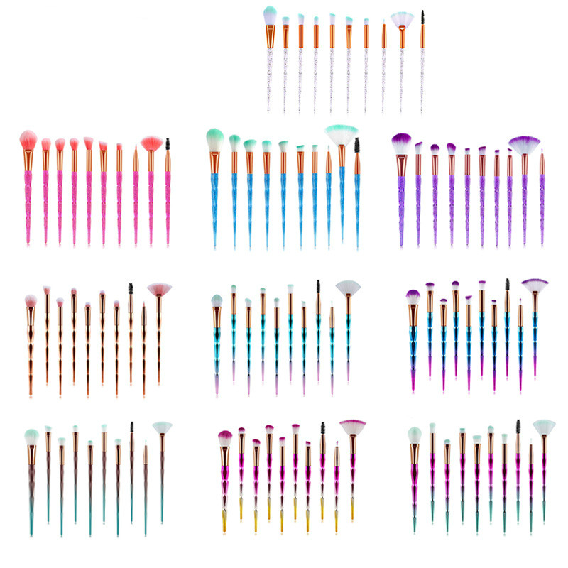 Makeup Brushes Set Face Foundation Brush Eye Eyeshadow Fan Lip Eyebrow Eyeliner Eyelash Crystal Make Up Brush Kit