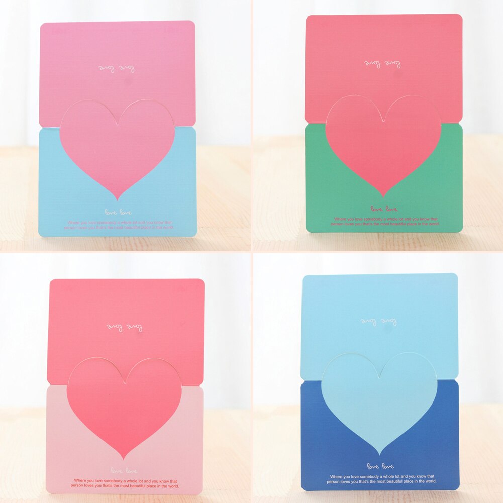 10pcs/bag Mixed Color LOVE Heart Shape Greeting Card Valentines Day Card Wedding Invitations Card Romantic Thank You Cards