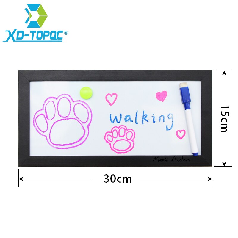 XINDI 15x30cm Mini Whiteboard MDF Frame Magnetic White board Home Decorative Memo Message Erasable Boards WB20