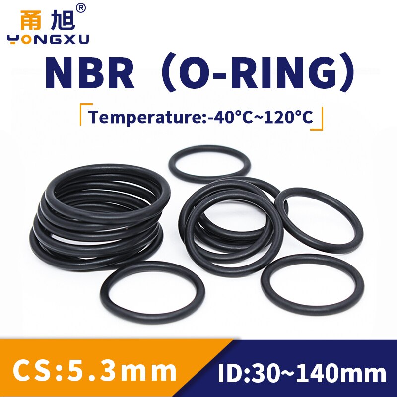 Junta tórica NBR resistente al desgaste para automóvil, junta tórica de goma de nitrilo de gasolina, resistente al agua, grosor cs5.3 mm, OD30-140mm