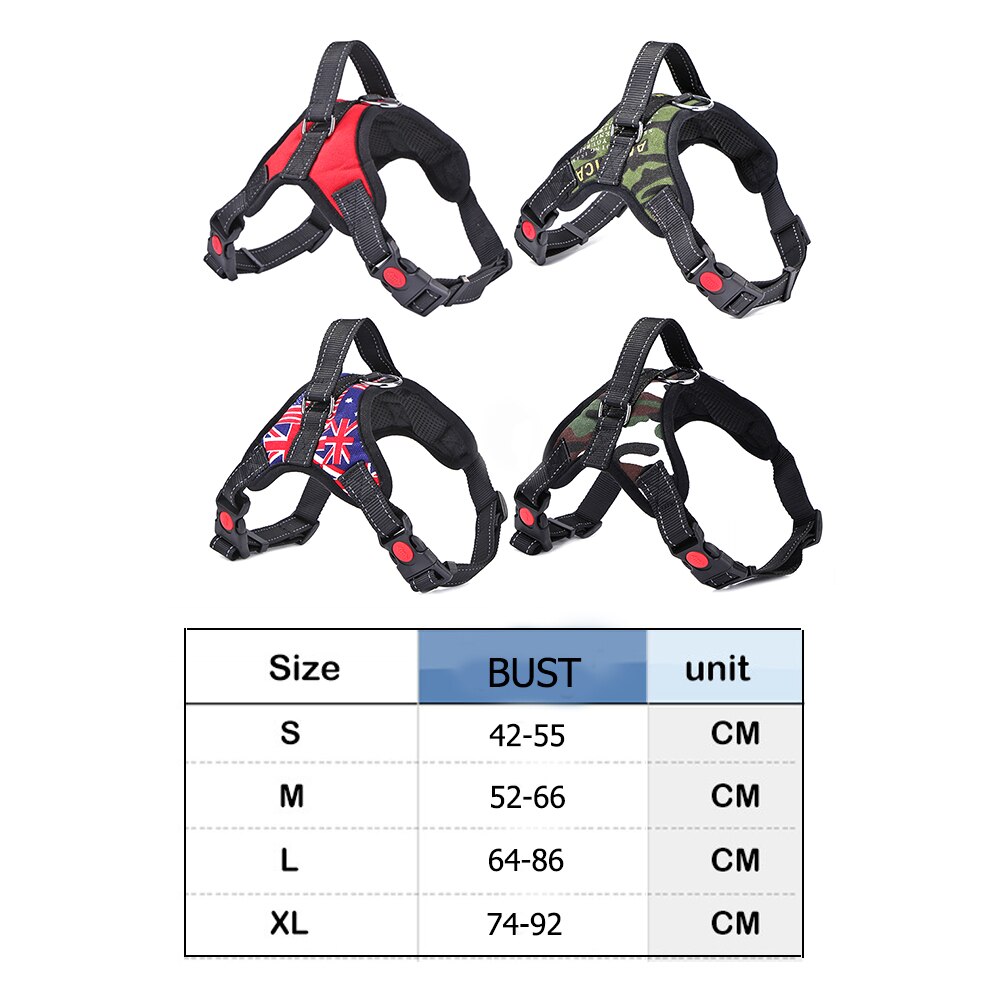 Nylon Heavy Duty Dog Pet Harness Collar Adjustable Safety Outdoor Padded Extra Big Large Medium Harnesses Walking Vest Supplies