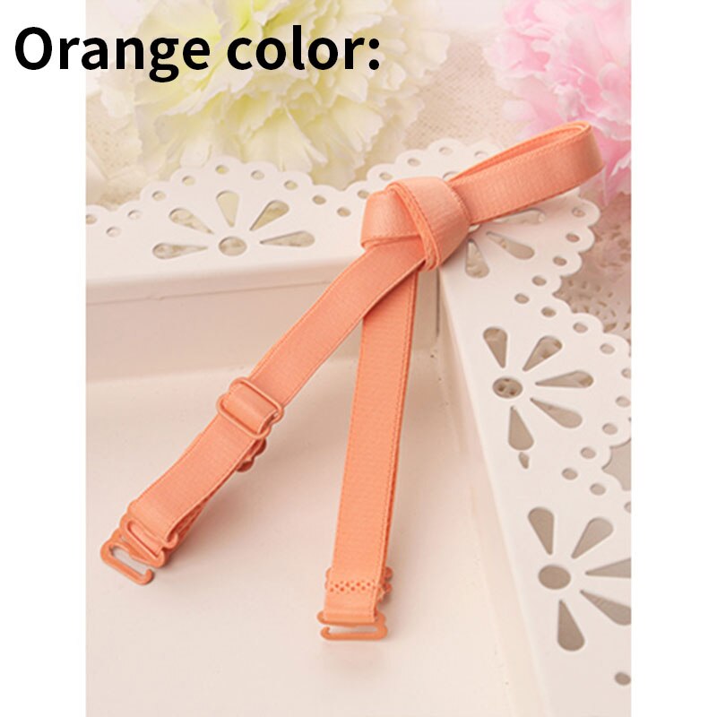 Colored Underwear Adjustable Removable Shoulder Elastic Accessories Bra Straps For Bra 1.0cm Width 10mm Non-Slip: Orange color