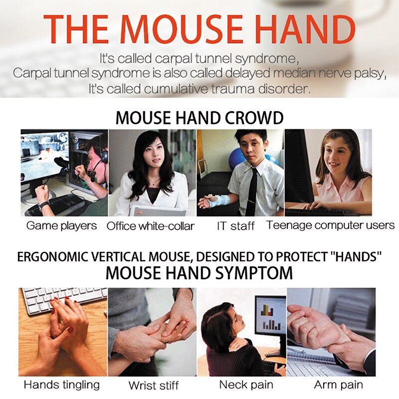 Ergonomic Vertical five-generation Mouse Wireless Left Hand Computer Gaming Mice 5D USB Optical Mouse Gamer Mause For Laptop PC