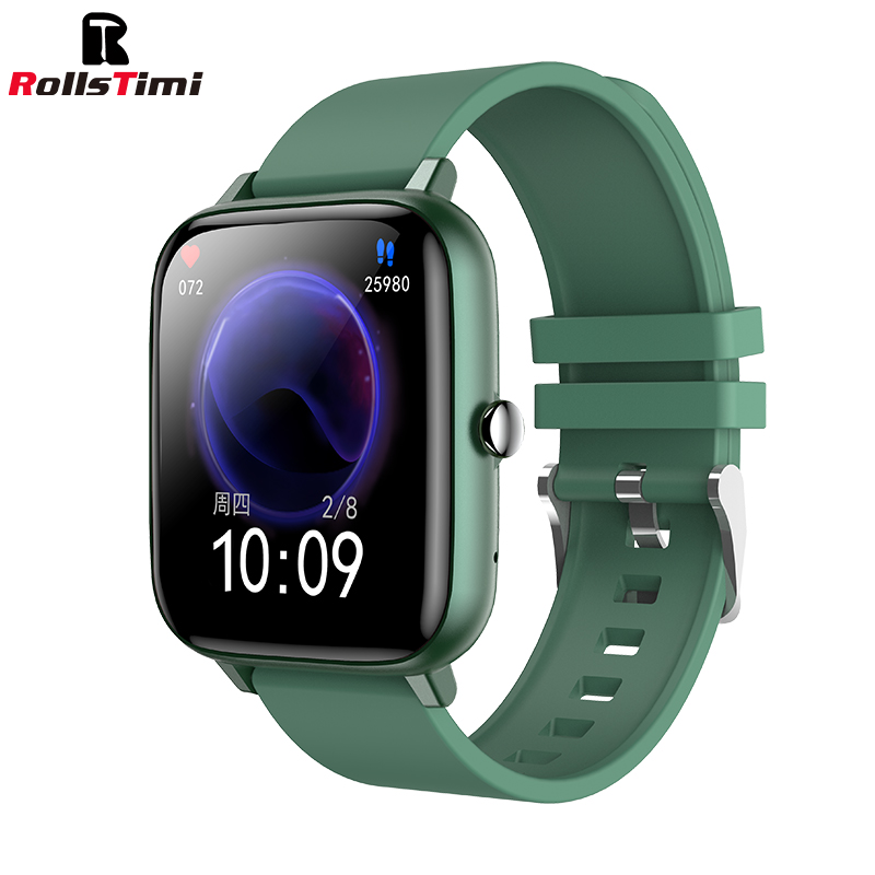 Rollstimi Smart Watch Men Bluetooth Answer Call Full Touch Dialing Fitness Tracker Waterproof Smartwatch Ladies Sports wristband: Green J