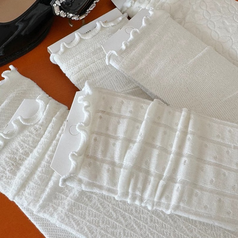 Femmes Lolita chaussettes Sexy équipage chaussettes pour femme été solide creux filles doux mignon moyen chaussettes pour femmes maille mince Sexy