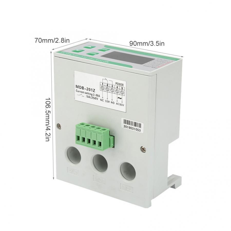 Mdb -201z 220/380v ac digital elektrisk motorbeskytter 2-99a overbelastning fasetap beskytter med vise
