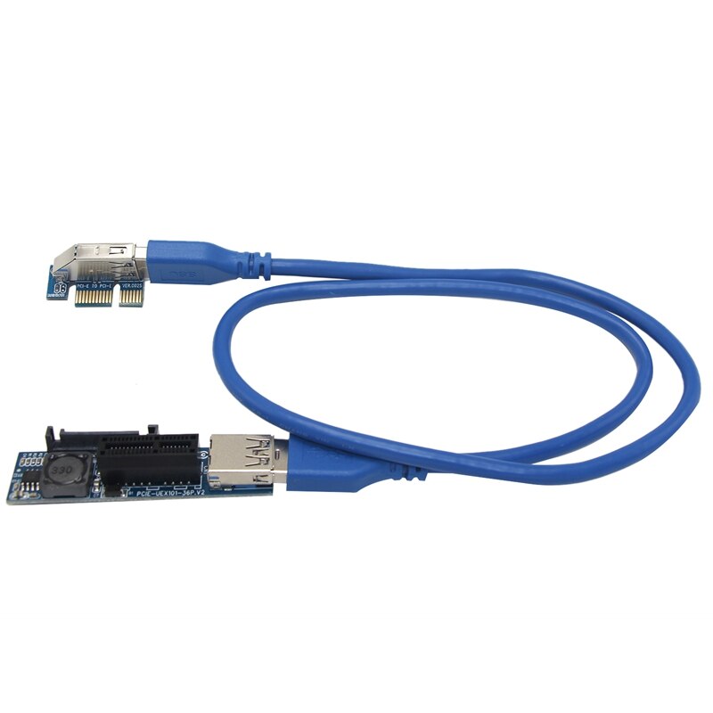 UEX101 Pci-E X1 Om X1 Extension Riser Card Adapter Met USB3.0 Kabel: Default Title