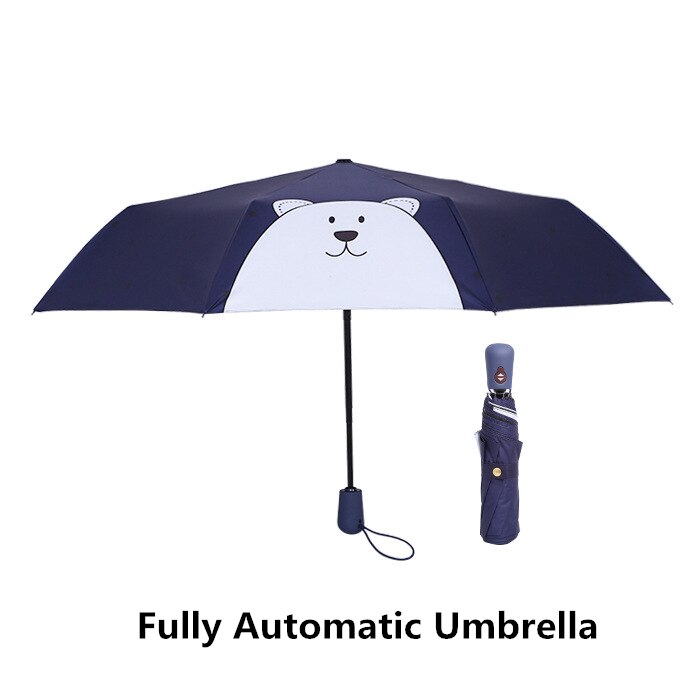 Keconutbe automatisk børns paraply vindtæt vandtæt tre foldende aluminium paraplyer regn kvindelig parasol børn paraply: Marine isbjørn