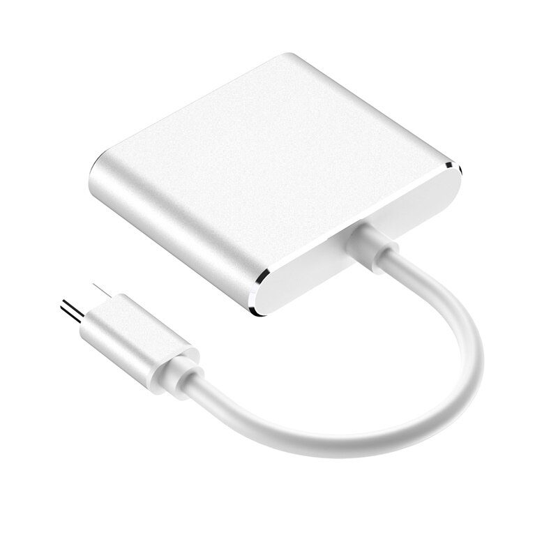 Type C Usb 3.1 Naar USB-C Hdmi Usb 3.0 Adapter 3 In 1 Hub Voor Apple Macbook Lot Kan Opladen laptop Of Mobiele Telefoons: Zilver