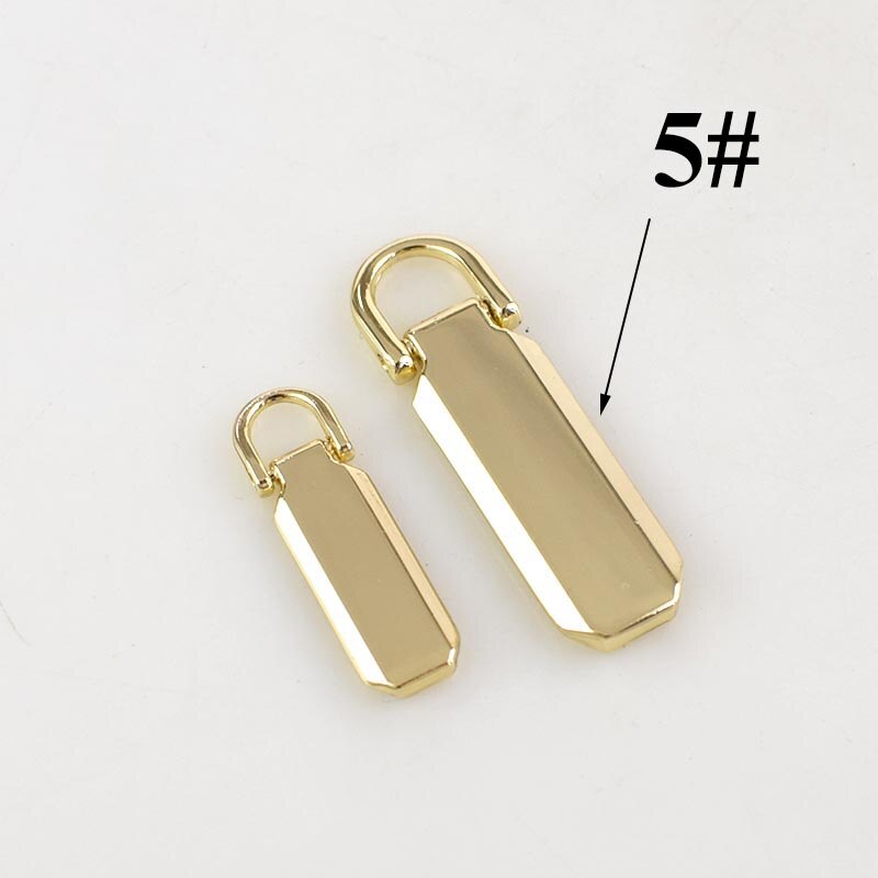 10Pcs Detachable 3# 5# Metal Zipper Pullers for Zip Sliders Head Zippers Repair Kits Zips Pull Tab DIY Accessories KY907: No5-lightgold