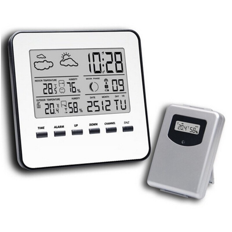 Digital Weather Station Wireless Indoor Outdoor Contact Thermometer Hygrometer Monitor Home Forecast Sensor Calendar: Default Title