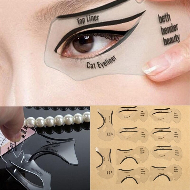 2pc Eyeliner Eye Shadow Stencils Winged Eye Liner Pencil Eyeshadow Models Template Shaping Guide Stencil Eyes Make up Aid Tools