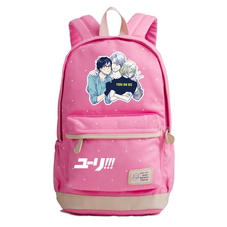 Mochila escolar de lona de verano YURI ON ICE para chicas adolescentes mochila con estampado de Anime Victor Nikiforov mochila Kawaii para mujer