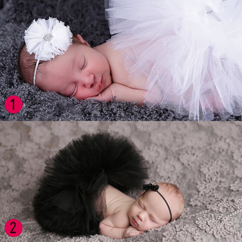 Cute Newborn Baby Girl Crochet Knit Tutu Skirt Costume Photography Photo Prop Baby Photo Background Free Size: 02 Black