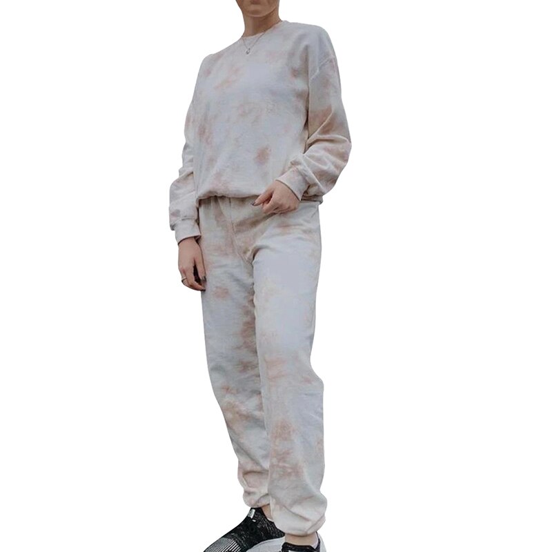 Træningsdragt kvinder tøj todelt sæt bukser og top tie dye lounge wear ropa mujer sommer ensemble femme 2 stykker sweat drags: Farve 1 / S