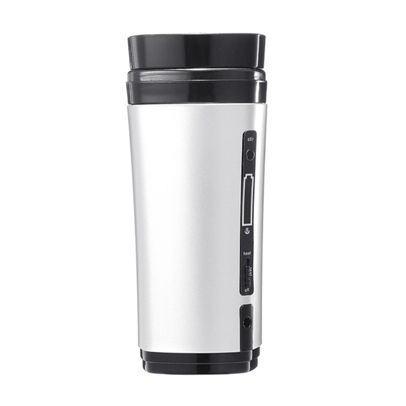 USB Rechargeable Coffee Cup Heating Bottle Self Stirring Auto Mix Mug Warmer: silver