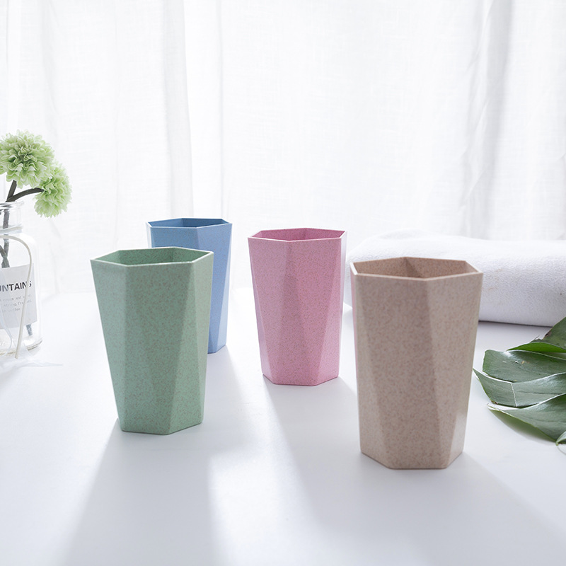 Vasos de baño de paja de trigo ambiental, enjuague bucal , cepillo de dientes, cepillo de dientes, taza de agua, taza de lavado
