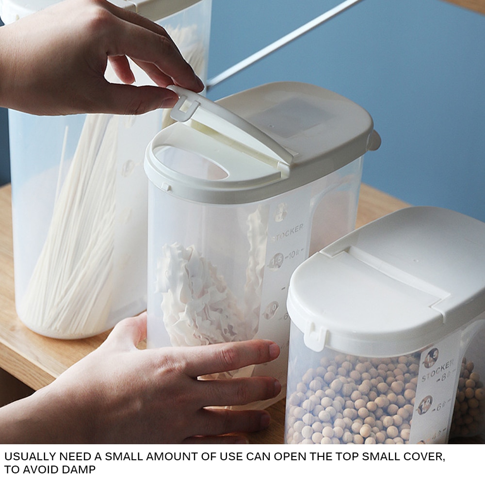 Tanque dispensador de almacenamiento de cereales, contenedor hermético de arroz, caja de almacenamiento de alimentos para cereales gruesos, granos, arroz, latas selladas