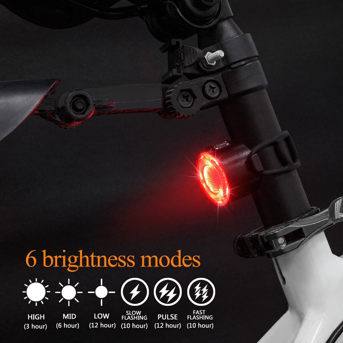 Bicycle Lights Set Waterproof Flashlight for Bicycle 6 Modes Rechargeable Bike Taillight LED Bike Front Light Rear Lamp