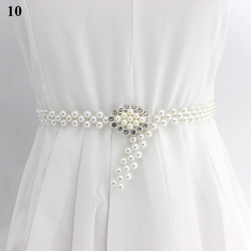 Cinturón de Metal decorativo con perlas para mujer, Cinturón fino con gancho de cuentas, cadena de cintura, vestido, 1 ud.: 16