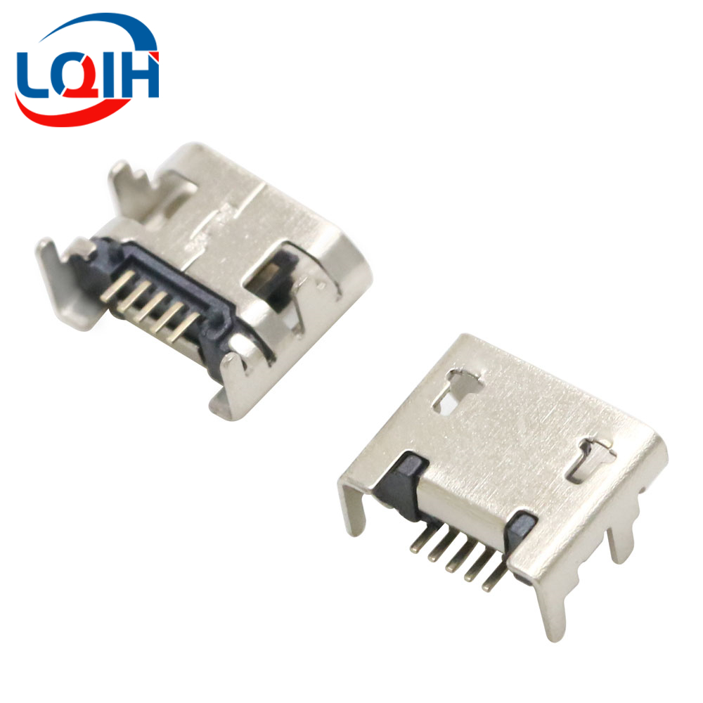 Conector Micro USB 2 de 5 pines, conector hembra DIP SMD para teléfono, tabletas, altavoces, etc., puerto de carga, enchufe de alimentación v8, 10 Uds.: Castaño