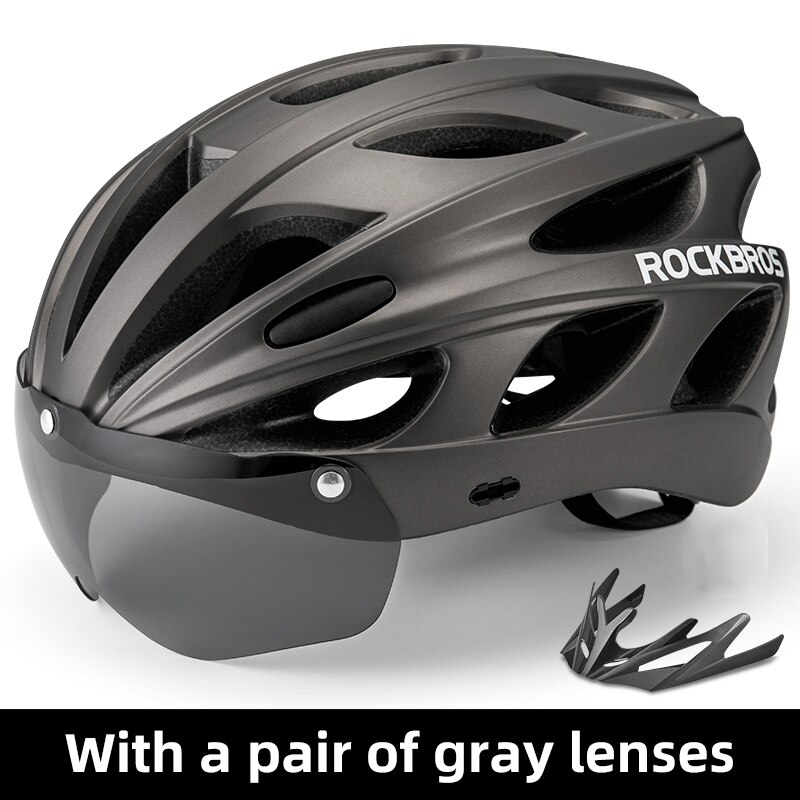 Rockbros Fiets Helm Eps Integraal Gegoten Ademend Fietshelm Mannen Vrouwen Goggles Lens Mtb Racefiets Helm Accessoires: TT-16-TI