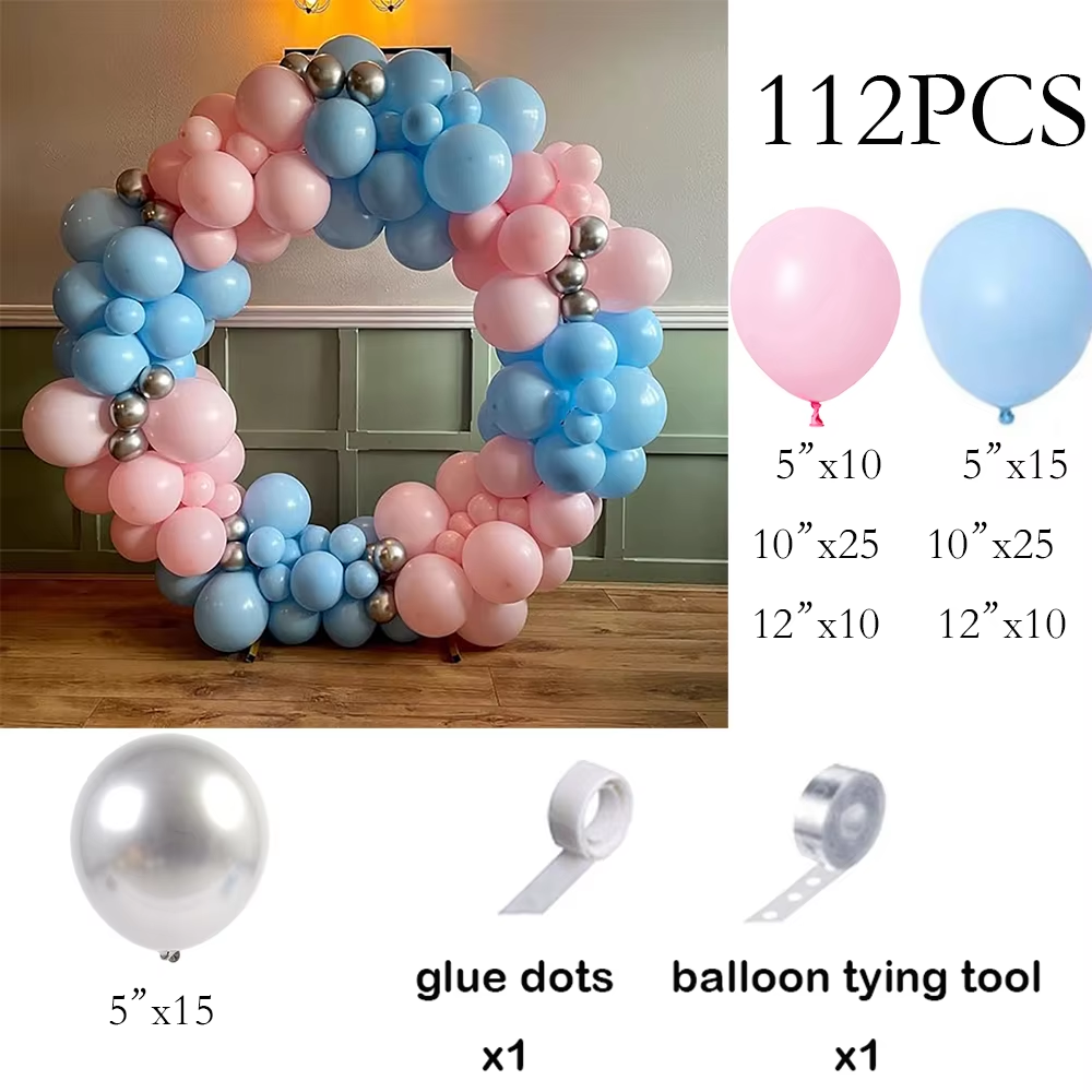 Babyblå ballongbue pastellblå hvite sølvballonger krans konfirmasjon barnebursdagsfest kjønnsavsløringe bryllupsdekorasjon: Agat