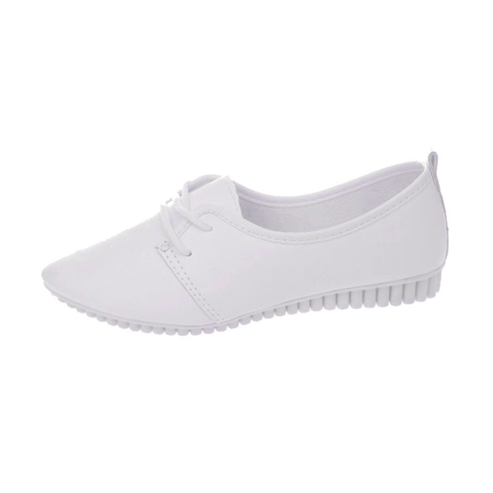 Kvinnor oxford platta vårskor för kvinna läderlägenheter sommarbrogues vintage spetsar loafers casual sneakers skor  #t2g: Vit / 39