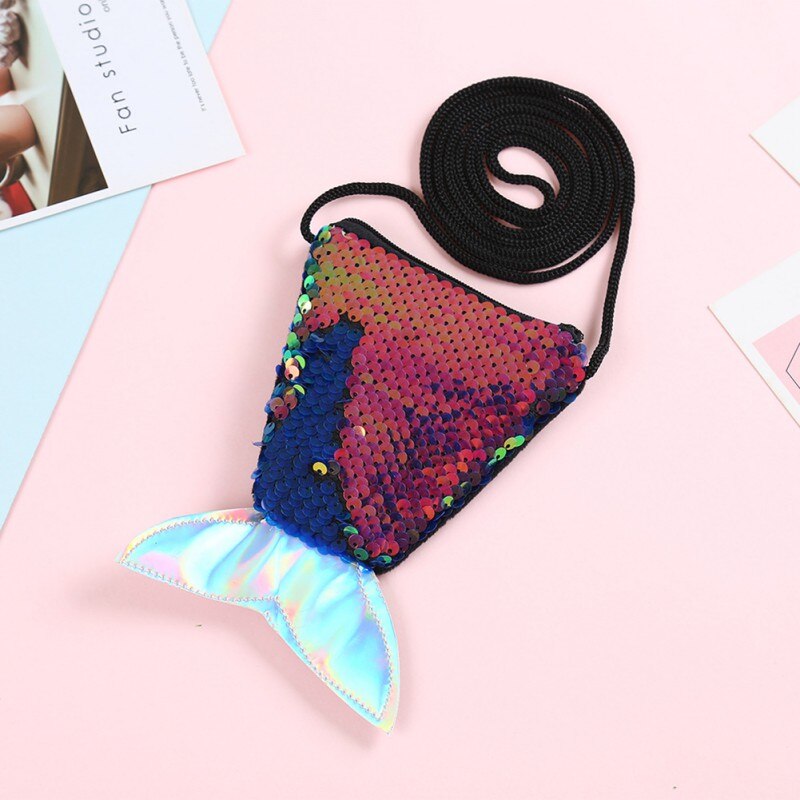 bebé niñas PU lentejuelas cola de pez forma Bolsa 6 colores alta clasificación conveniente bandolera: I