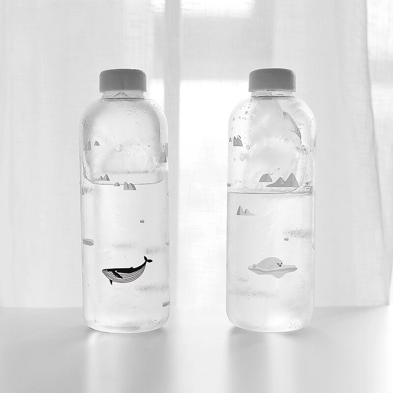 1000ml glazen waterflessen met filter, oceaan walvis zeehond met hoes, sportflessen, kampeerfles, tour drinkgerei borstel
