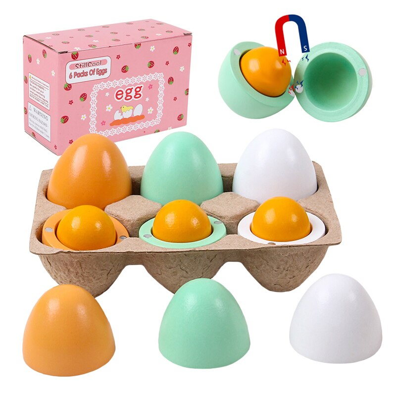 Late som kjøkken barn leker simulering mat tre egg sett magnetisk pasta egg late som å leke kutte mat jente matlaging spill